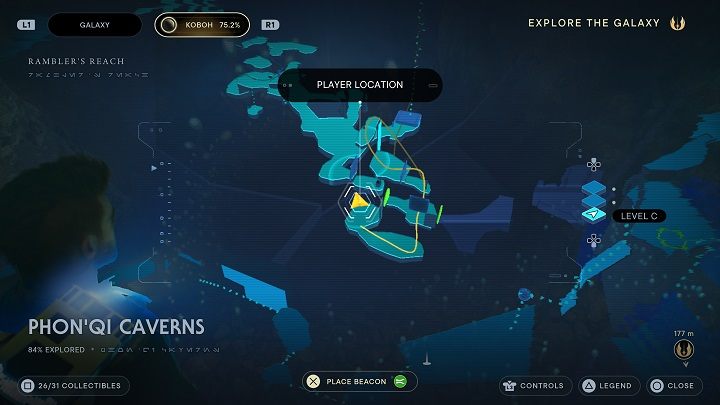 Grab the bomb nearby and destroy the barrier blocking the passage - behind it you will find an echo with another databank entry - Jedi Survivor: PhonQi Caverns - list of secrets (part 2) - Koboh - Star Wars Jedi Survivor guide