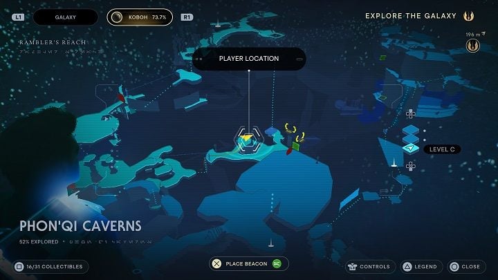 Get back to the surface and use the nearby wall to return to the top - once you climb higher, there will be another wall in front of you - Jedi Survivor: PhonQi Caverns - list of secrets (part 1) - Koboh - Star Wars Jedi Survivor guide