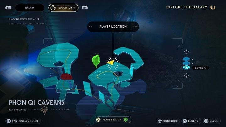 Return to the top and take a new shortcut back to where you scanned the Cavern Fungus - Jedi Survivor: PhonQi Caverns - list of secrets (part 1) - Koboh - Star Wars Jedi Survivor guide