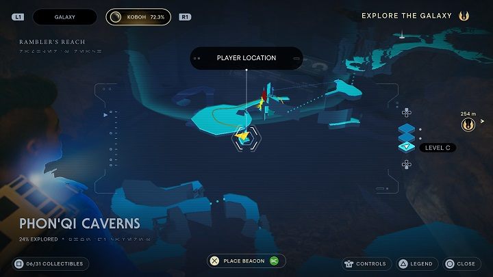 You will open a passage to the bottom - there is a chest with a cosmetic element - Jedi Survivor: PhonQi Caverns - list of secrets (part 1) - Koboh - Star Wars Jedi Survivor guide