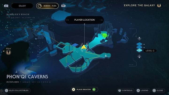 Going forward, you will come across a gap blocked with metal sheets - remove it with the Lift skill - Jedi Survivor: PhonQi Caverns - list of secrets (part 1) - Koboh - Star Wars Jedi Survivor guide