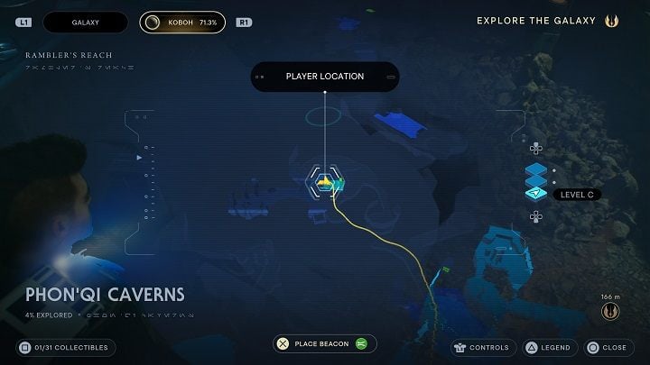 As soon as you get into the basement of the aforementioned building, you will find a corpse from which you can sense an echo - Jedi Survivor: PhonQi Caverns - list of secrets (part 1) - Koboh - Star Wars Jedi Survivor guide