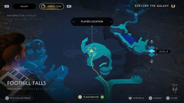 You will get to the Phon'Qi Caverns from the place indicated in the screenshots above: the basement in the building located in Foothills Falls - Jedi Survivor: PhonQi Caverns - list of secrets (part 1) - Koboh - Star Wars Jedi Survivor guide