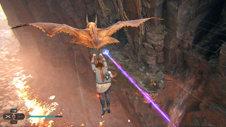 Grab a new Relter and land again on the shelf next to the Jedi Chamber, the one you have hit with the energy beam - Jedi Survivor: Jedi Chamber in the Devastated Settlement - Puzzles - Star Wars Jedi Survivor guide