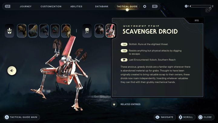 Scavenger droids are small red machines - Star Wars Jedi Survivor: How to catch a scavenger droid? - Explore - Star Wars Jedi Survivor guide