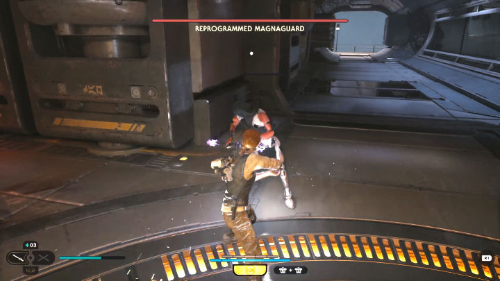 You will reach the arena where you will fight the Reprogrammed Magnaguard, one of the bosses of Star Wars Jedi Survivor - Star Wars Jedi Survivor: Research Tanalor - Walkthorugh - Star Wars Jedi Survivor guide