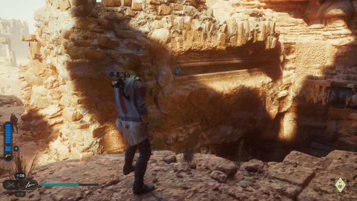 Climb back to the shelf where the stormtrooper stood - Jedi Survivor: Path of Restoration (Jedha) - puzzles - Puzzles - Star Wars Jedi Survivor guide