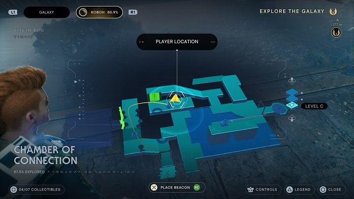 After collecting the above entry, jump down to the platform below on the right - Jedi Survivor: Chamber of Connection - list of secrets - Koboh - Star Wars Jedi Survivor guide