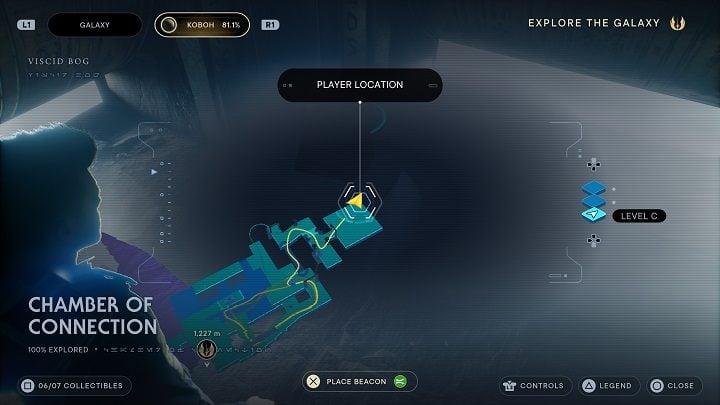 In the same room, in the corner on the left looking from the previous collectible, there is a databank entry - Jedi Survivor: Chamber of Connection - list of secrets - Koboh - Star Wars Jedi Survivor guide