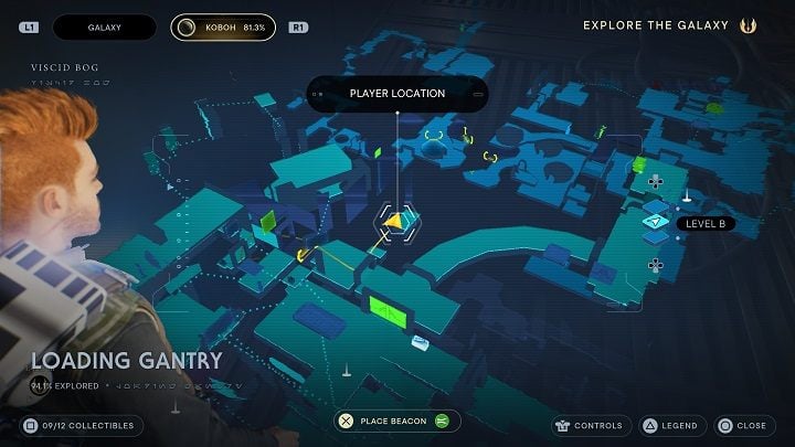 After getting through it, defeat the enemies and turn left in front of the door - Jedi Survivor: Loading Gantry - list of secrets - Koboh - Star Wars Jedi Survivor guide