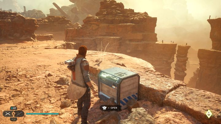 The chest is next to the Arid Flats meditation point - Jedi Survivor: Arid Flats on Jedha - list of secrets - Jedha - Star Wars Jedi Survivor guide