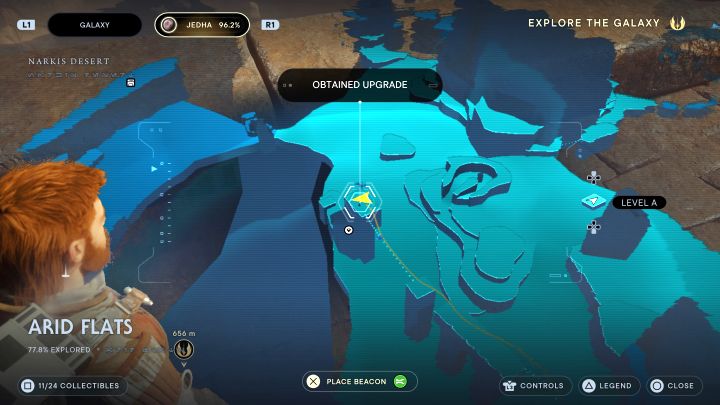 This can be found in a higher section of the ruins - Jedi Survivor: Arid Flats on Jedha - list of secrets - Jedha - Star Wars Jedi Survivor guide