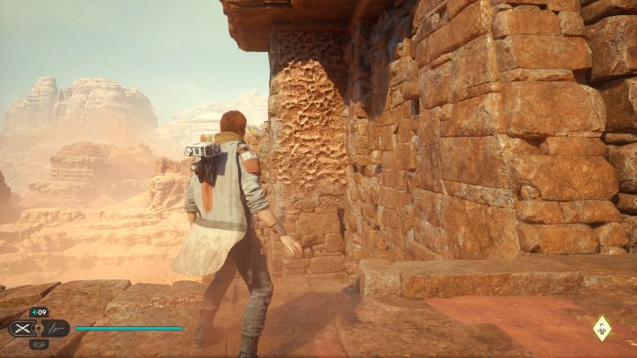 After acquiring the treasure from the previous subsection, continue reaching more high ledges from the area - Jedi Survivor: Arid Flats on Jedha - list of secrets - Jedha - Star Wars Jedi Survivor guide