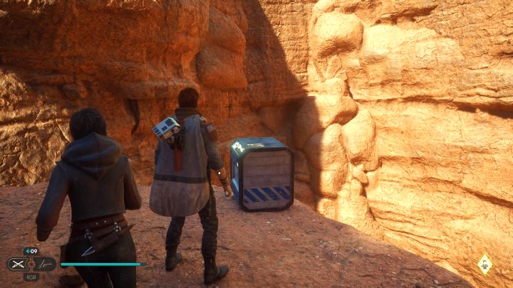 After getting the previous secret, climb to a higher ledge to get to a chest - Jedi Survivor: Arid Flats on Jedha - list of secrets - Jedha - Star Wars Jedi Survivor guide