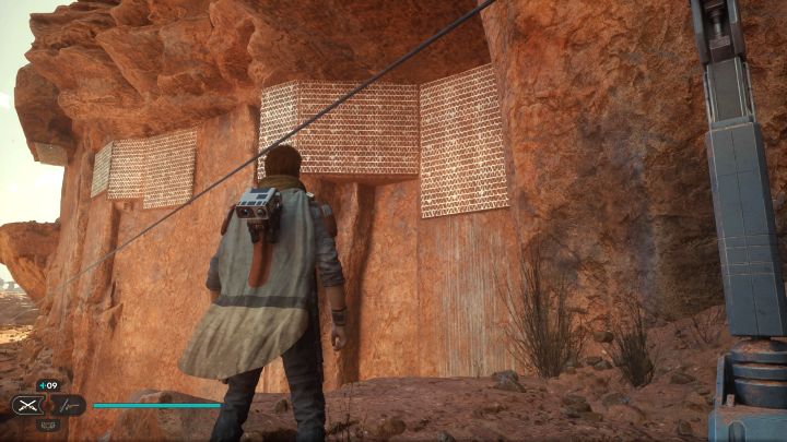 Near the meditation point from the neighboring Arid Flats, you can hang 2 ropes - Jedi Survivor: Narkis Highlands on Jedha - list of secrets - Jedha - Star Wars Jedi Survivor guide