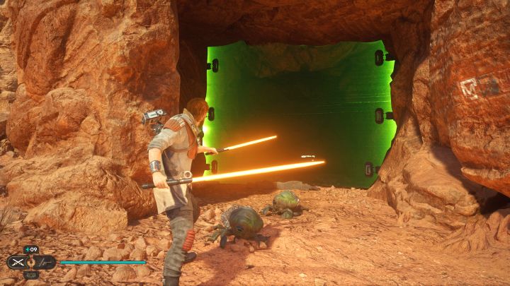 Next to the meditation point is the path to the green gate and you can return to it after unlocking 2 in the storyline - Jedi Survivor: Whistling Drop on Jedha - list of secrets - Jedha - Star Wars Jedi Survivor guide