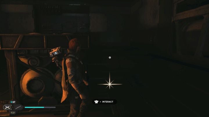 The datadisk is in a dark corner in the same room where the station from the previous secret was - Jedi Survivor: Automated Forge on Shattered Moon - list of secrets - Shattered Moon - Star Wars Jedi Survivor guide