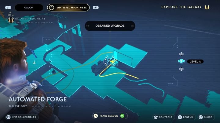 Near the meditation point, you can walk on yellow pipes - Jedi Survivor: Automated Forge on Shattered Moon - list of secrets - Shattered Moon - Star Wars Jedi Survivor guide