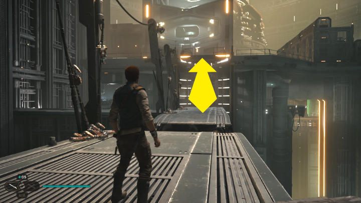 Opposite the meditation point is an elevator - Star Wars Jedi Survivor: Rescue Zee from the Lucrehulk. - Walkthorugh - Star Wars Jedi Survivor guide