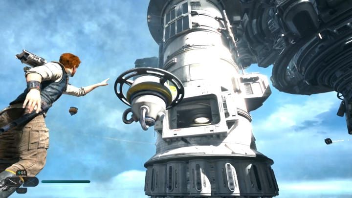 Grab a balloon from the device in this room, move it outside, and position it so you can jump to the next platform - Star Wars Jedi Survivor: Confront Dagan at the Koboh Observatory - Walkthorugh - Star Wars Jedi Survivor guide