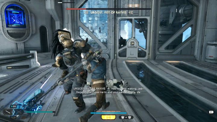 When you go through the locked door, you will face a mini boss - Urgost, Fist of Rayvis - Star Wars Jedi Survivor: Confront Dagan at the Koboh Observatory - Walkthorugh - Star Wars Jedi Survivor guide