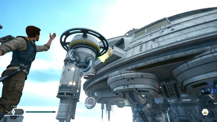 When you're on the other side, activate the arm again so you can use the balloons - Star Wars Jedi Survivor: Confront Dagan at the Koboh Observatory - Walkthorugh - Star Wars Jedi Survivor guide