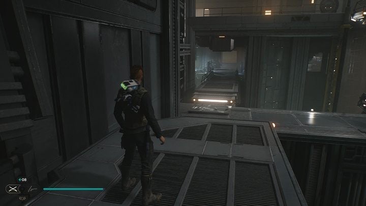 After opening the chest, jump down to the platforms you interacted with earlier and head to the left to jump down - Jedi Survivor: Lucrehulk Core - list of secrets - Koboh - Star Wars Jedi Survivor guide