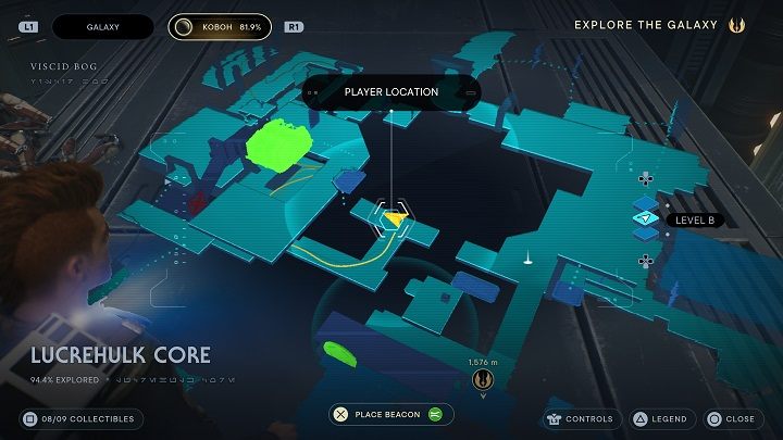 Climb higher to the right of the last collectible - this way you will be able to open a shortcut - Jedi Survivor: Lucrehulk Core - list of secrets - Koboh - Star Wars Jedi Survivor guide