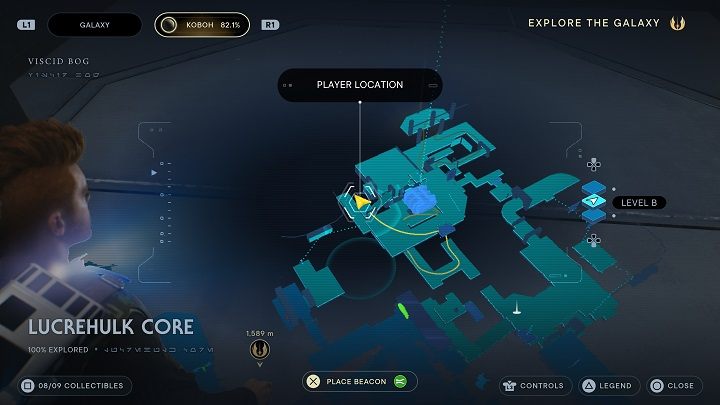 After using it, immediately go to the left and go all the way to the end - Jedi Survivor: Lucrehulk Core - list of secrets - Koboh - Star Wars Jedi Survivor guide