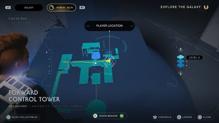 There is a hatch on the ceiling near the meditation point - Jedi Survivor: Forward Control Tower - list of secrets - Koboh - Star Wars Jedi Survivor guide