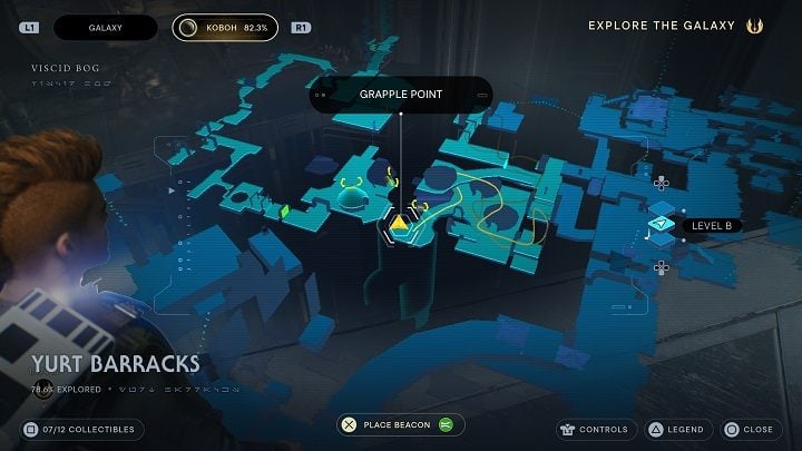 Leave the tent and jump down a level below - Jedi Survivor: Yurt Barracks - list of secrets - Koboh - Star Wars Jedi Survivor guide