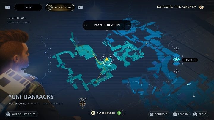 Once you get on it, look left and you'll spot another one - Jedi Survivor: Yurt Barracks - list of secrets - Koboh - Star Wars Jedi Survivor guide