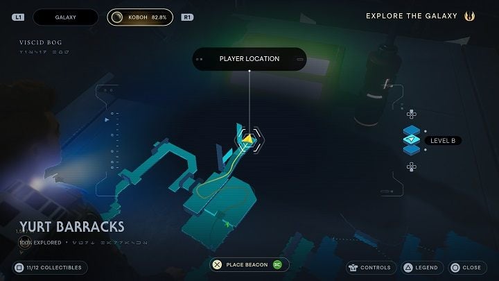 Return to the aforementioned shortcut and this time go back, going around one of the transporters from the left and taking the path leading to the top - Jedi Survivor: Yurt Barracks - list of secrets - Koboh - Star Wars Jedi Survivor guide