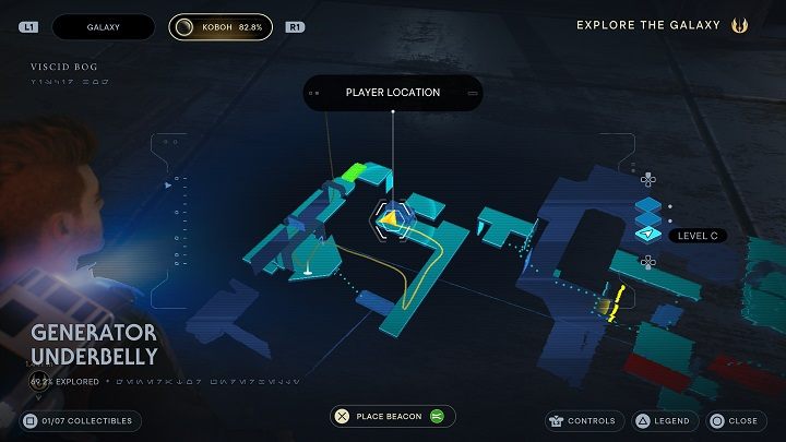 Using the platform where you've picked up the databank entry, go to the end on the opposite side - Jedi Survivor: Generator Underbelly - list of secrets - Koboh - Star Wars Jedi Survivor guide