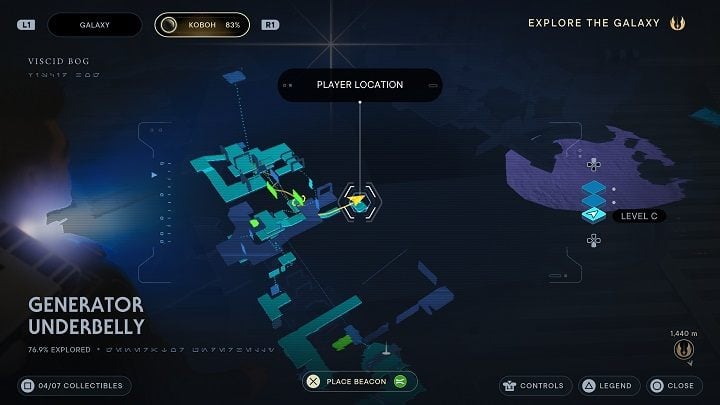 Run on the slabs again and head left once you're done - Jedi Survivor: Generator Underbelly - list of secrets - Koboh - Star Wars Jedi Survivor guide