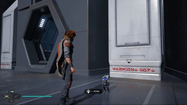 You have to scan the wall in the hangar where the Mantis is - Jedi Survivor: Hanga Bay Exterior on Nova Garon - list of secrets - Nova Garon - Star Wars Jedi Survivor guide