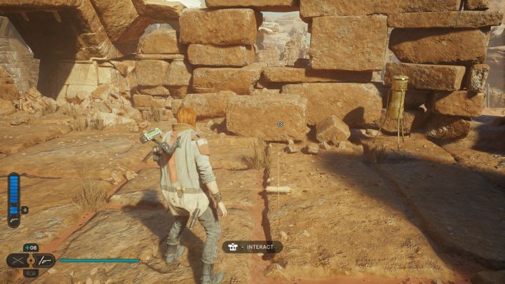 After getting the scroll (previous subsection) jump to a nearby shelf - Jedi Survivor: Monastery Walls on Jedha - list of secrets - Jedha - Star Wars Jedi Survivor guide