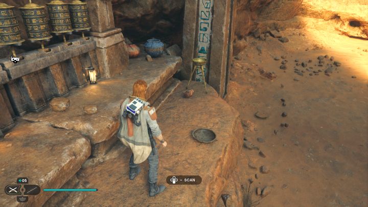 Start at the meditation point and slide down the slope on the right - Jedi Survivor: Monastery Walls on Jedha - list of secrets - Jedha - Star Wars Jedi Survivor guide