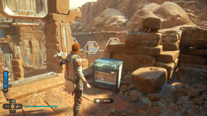 The chest is on a higher shelf in the central area of the ruins - Jedi Survivor: Monastery Walls on Jedha - list of secrets - Jedha - Star Wars Jedi Survivor guide