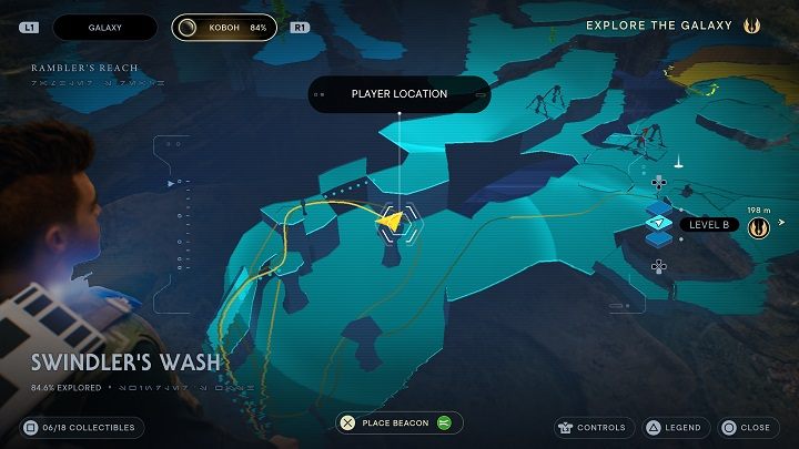 From the area where you've found the Essence, you can see another "post" in front of you - Jedi Survivor: Swindlers Wash - list of secrets - Koboh - Star Wars Jedi Survivor guide