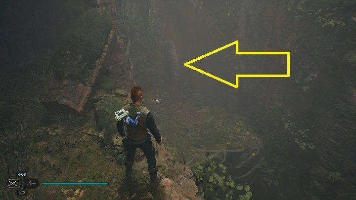 After collecting Shard #2, jump to the lower ledge and go through an opening - Jedi Survivor: Basalt Rift - list of secrets - Koboh - Star Wars Jedi Survivor guide