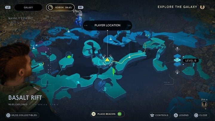 Once on the other side, go right - you'll be a witness to a fight between two enemies - Jedi Survivor: Basalt Rift - list of secrets - Koboh - Star Wars Jedi Survivor guide