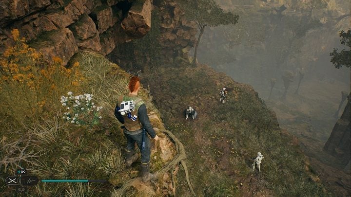 From Chest #3 location, jump down and follow the descending path - you'll pass some crumbled columns, but continue along the path and jump to the next ledge below - Jedi Survivor: Basalt Rift - list of secrets - Koboh - Star Wars Jedi Survivor guide