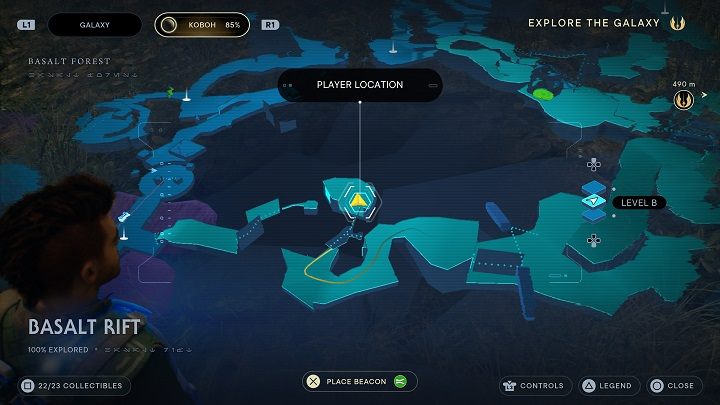 From Treasure #5 location, return to the ceiling vines and go the opposite way - Jedi Survivor: Basalt Rift - list of secrets - Koboh - Star Wars Jedi Survivor guide