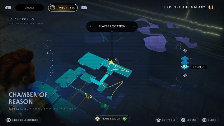 From Databank #4 location, stay close to the wall and proceed in the opposite direction - Jedi Survivor: Chamber of Reason - list of secrets - Koboh - Star Wars Jedi Survivor guide