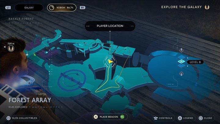 Go ahead and fly forward with the help of a flying creature - Jedi Survivor: Forest Array - list of secrets - Koboh - Star Wars Jedi Survivor guide