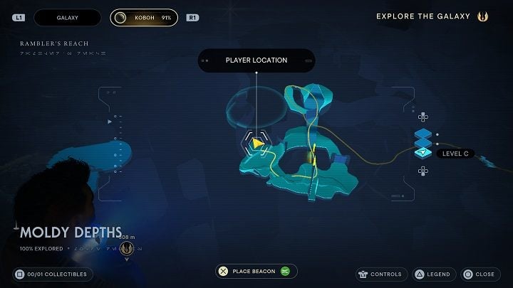 Not far from the entrance you will find a gap through which you can squeeze - Jedi Survivor: Moldy Depths - list of secrets - Koboh - Star Wars Jedi Survivor guide