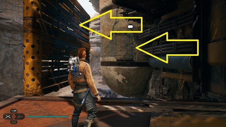 Cross a small bridge to the other side - Jedi Survivor: Bygone Settlement - list of secrets - Koboh - Star Wars Jedi Survivor guide