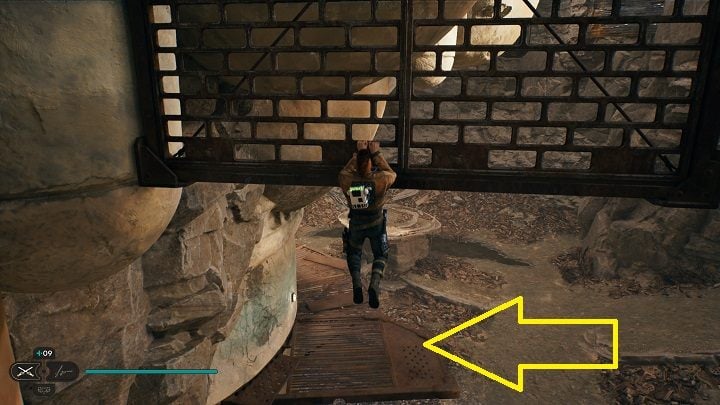 After a while, you will get to another grating, which you will have to jump over - Jedi Survivor: Bygone Settlement - list of secrets - Koboh - Star Wars Jedi Survivor guide