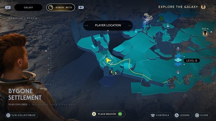 After you reach this goal, keep going straight until you eventually encounter an opportunity to open a new shortcut and a group of enemies - Jedi Survivor: Bygone Settlement - list of secrets - Koboh - Star Wars Jedi Survivor guide